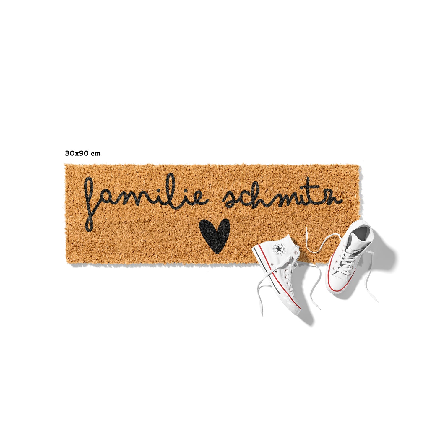 Personalisierbare Kokosmatte mit Familienname in Handschrift – Fußmatte aus Kokos für den Eingangsbereich