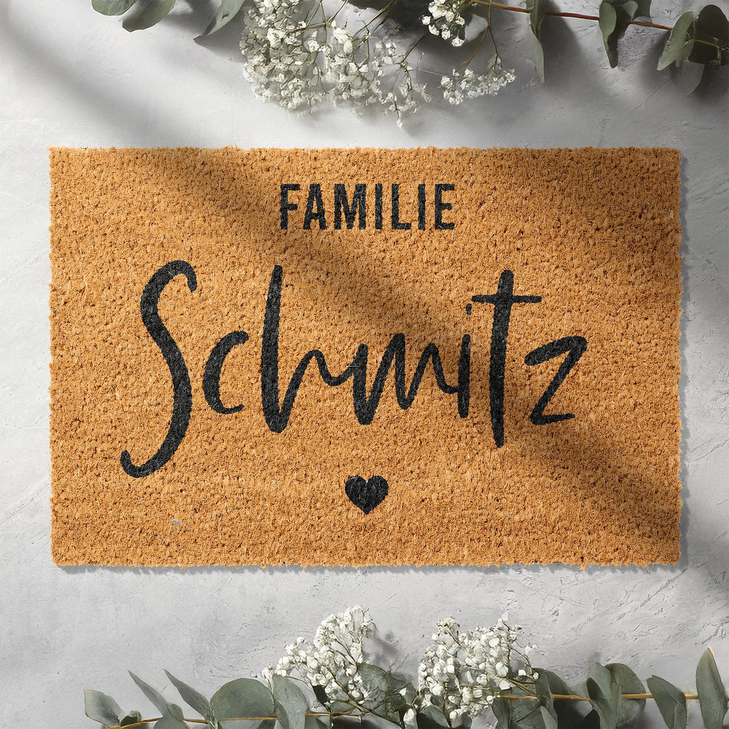 Personalisierbare Kokosmatte mit Familienname – Fußmatte aus Kokos für den Eingangsbereich