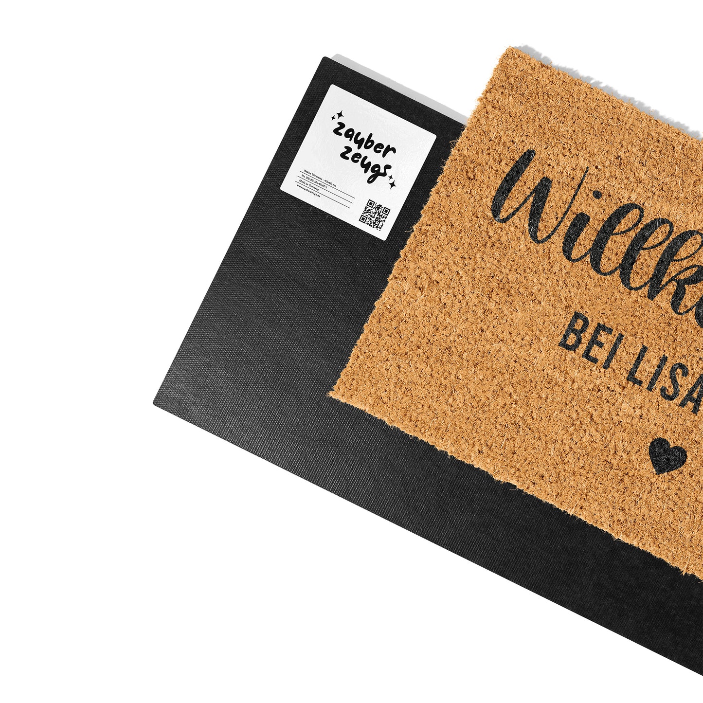 Personalisierbare Kokosmatte mit „Willkommen bei“ – Fußmatte aus Kokos für den Eingangsbereich