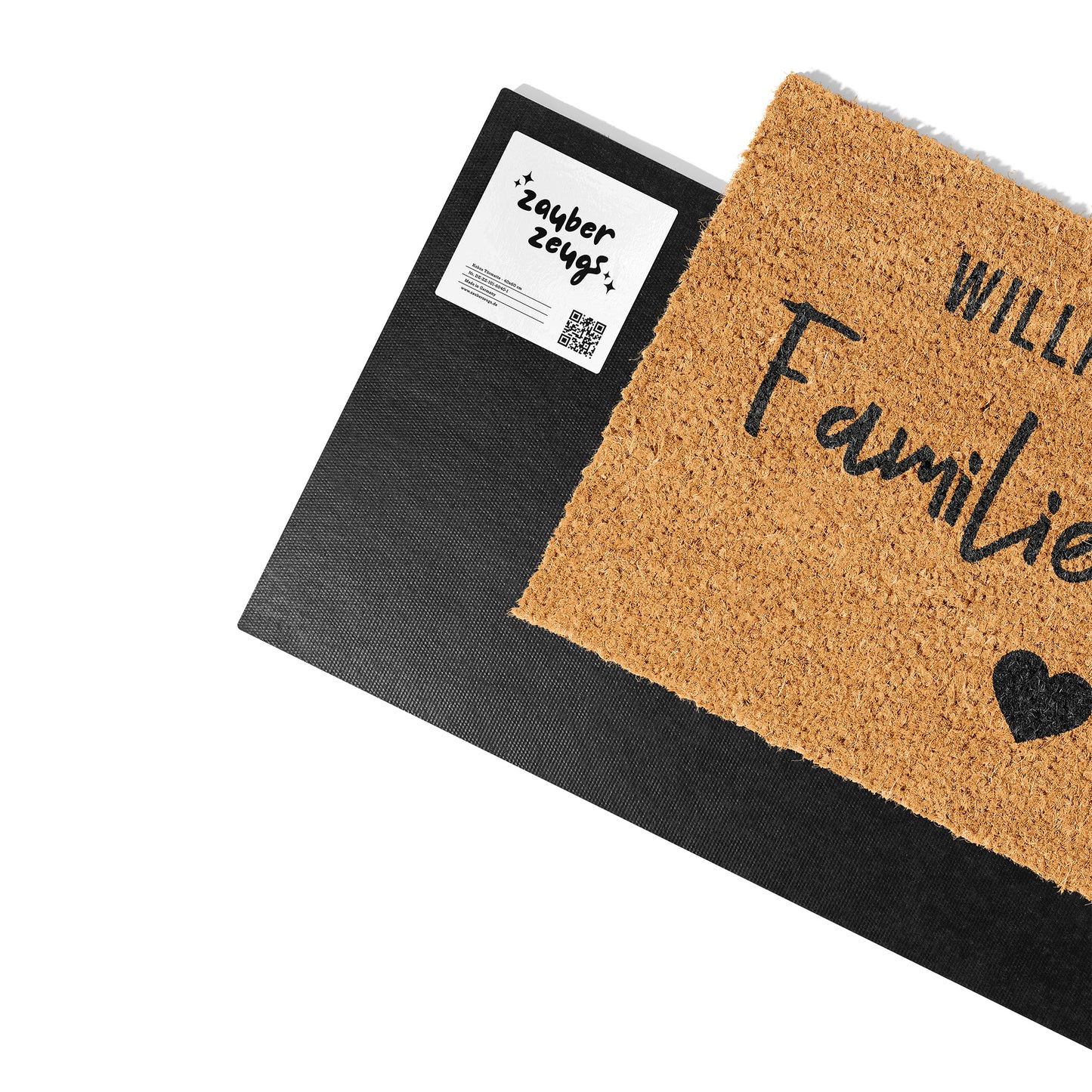 Personalisierbare Kokosmatte mit „Willkommen bei Familie“ – Fußmatte aus Kokos für den Eingangsbereich