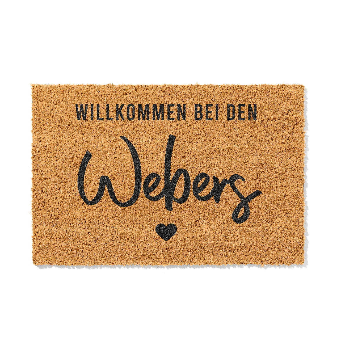 Personalisierbare Kokosmatte mit Familienname „Willkommen bei den“ – Fußmatte aus Kokos für den Eingangsbereich