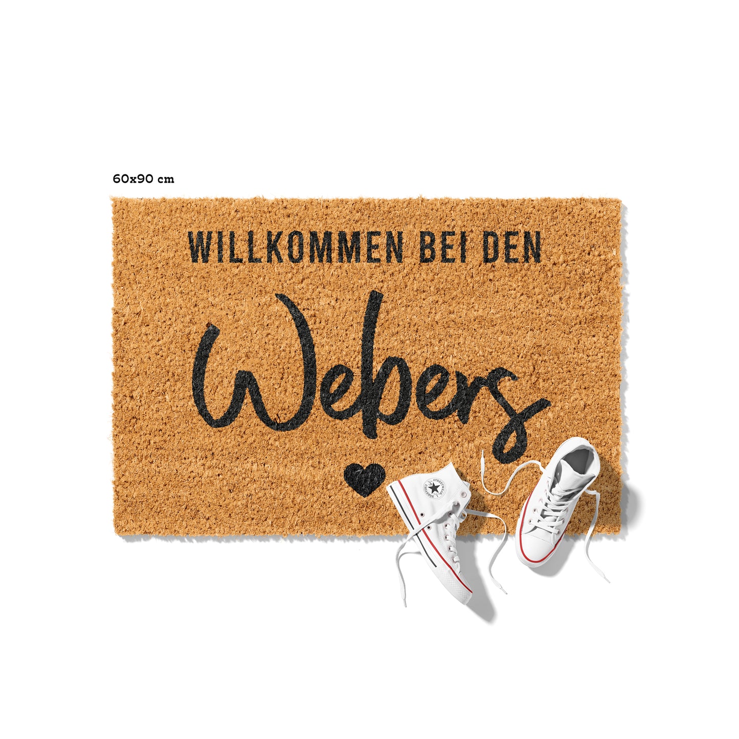 Personalisierbare Kokosmatte mit Familienname „Willkommen bei den“ – Fußmatte aus Kokos für den Eingangsbereich