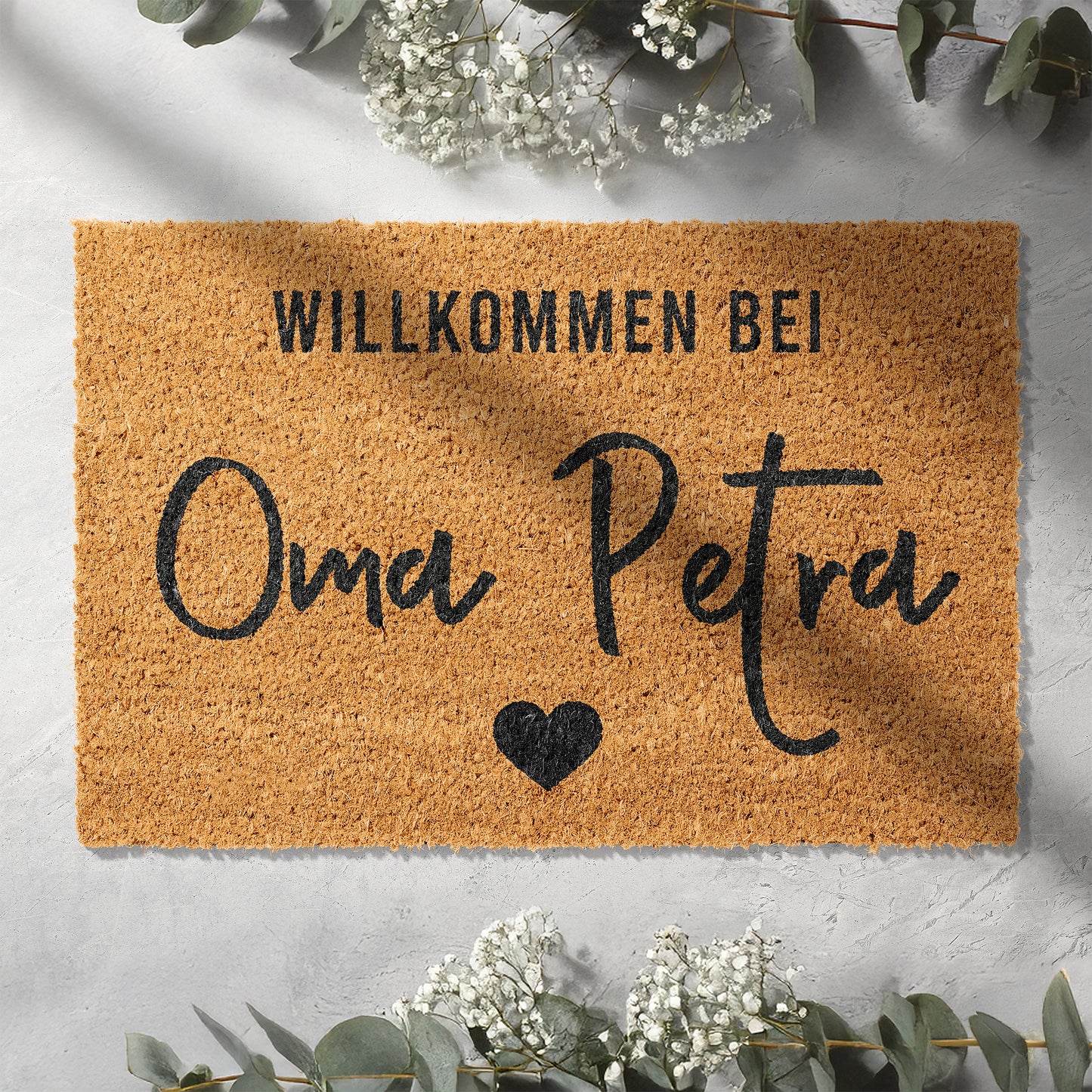 Personalisierbare Kokosmatte mit „Willkommen bei Oma“ – Fußmatte aus Kokos für den Eingangsbereich
