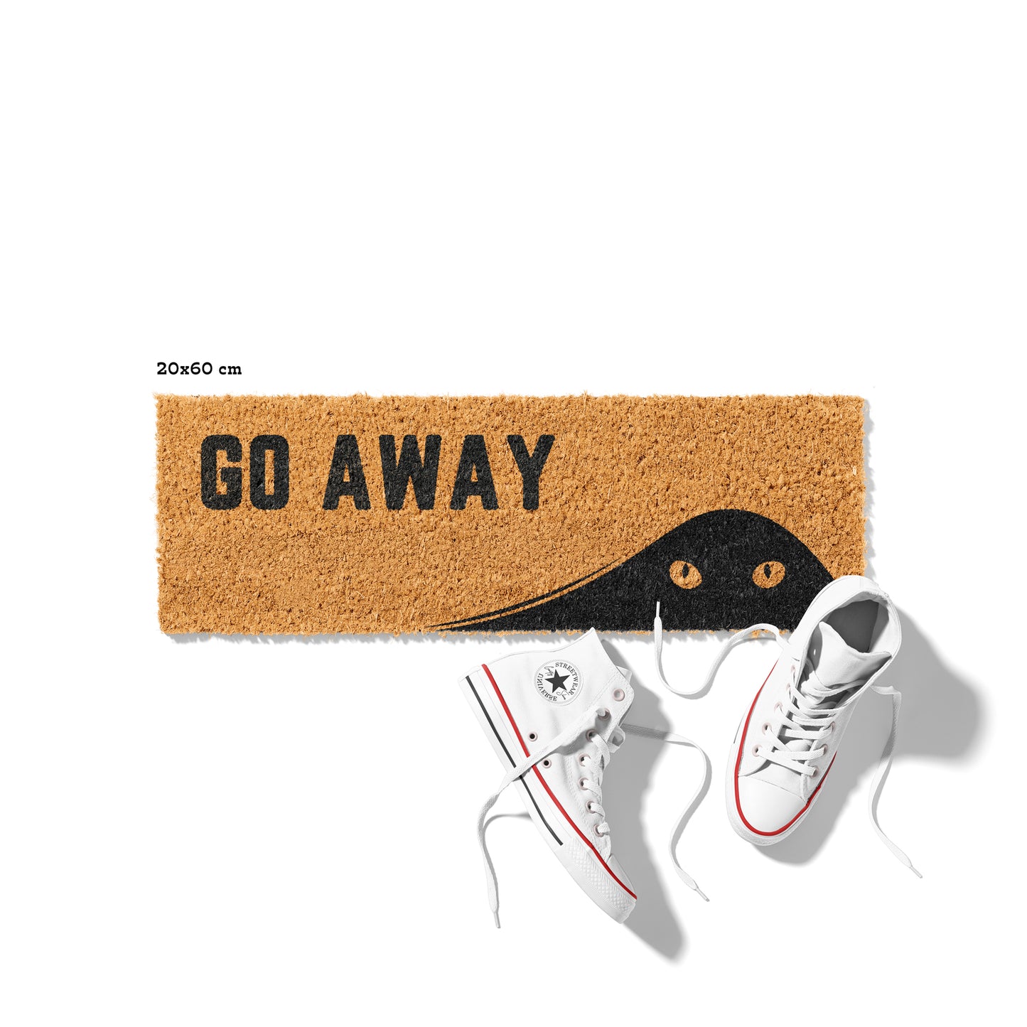 Kokosmatte mit „Go Away“ und Katzenmotiv – Lustige Fußmatte aus Kokos für den Eingangsbereich