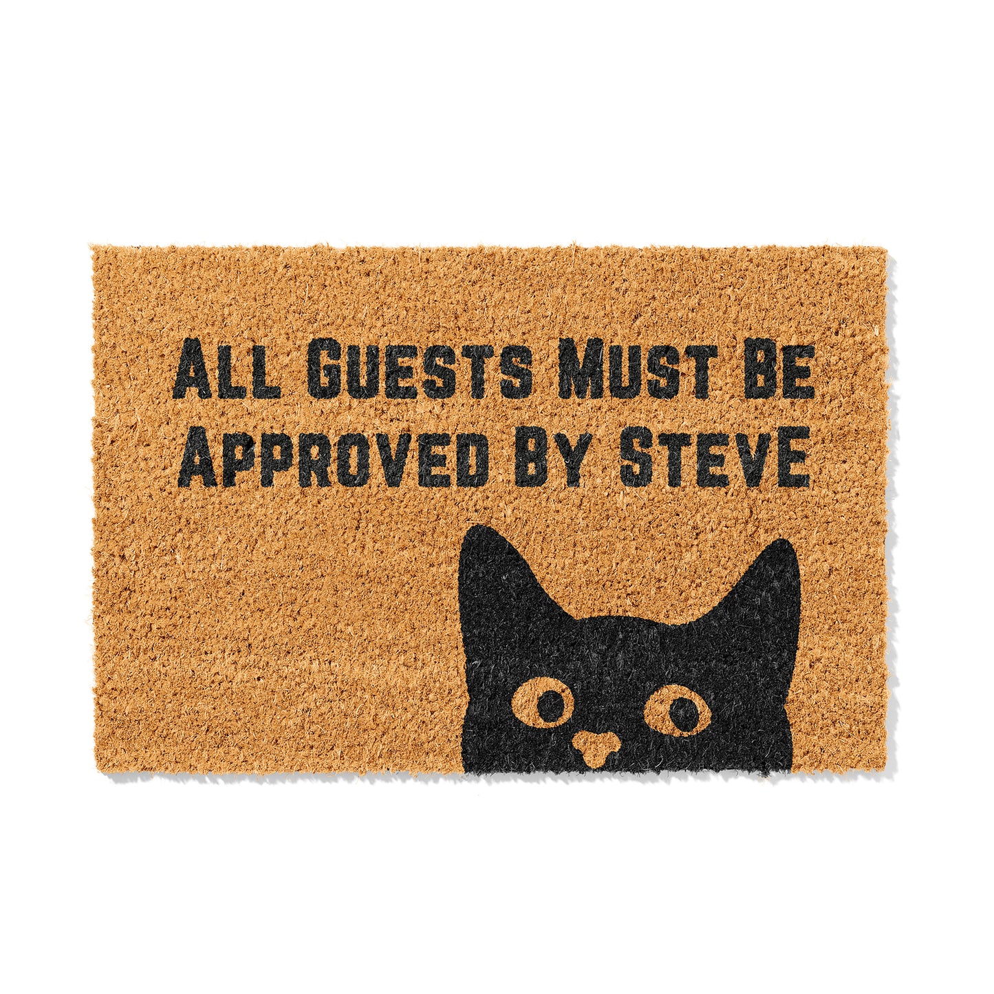Personalisierbare Kokosmatte mit Katzenmotiv „All Guests Must Be Approved by“ – Lustige Fußmatte