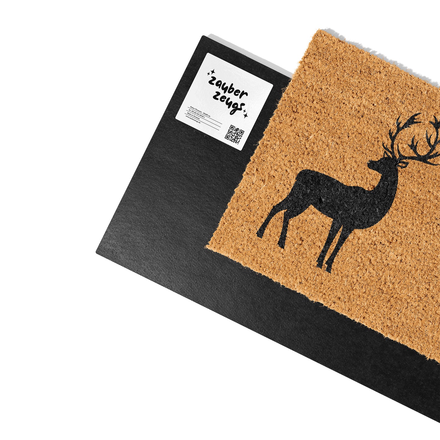 Kokosmatte mit Hirsch-Motiv – Rustikale Fußmatte aus Kokos für den Eingangsbereich