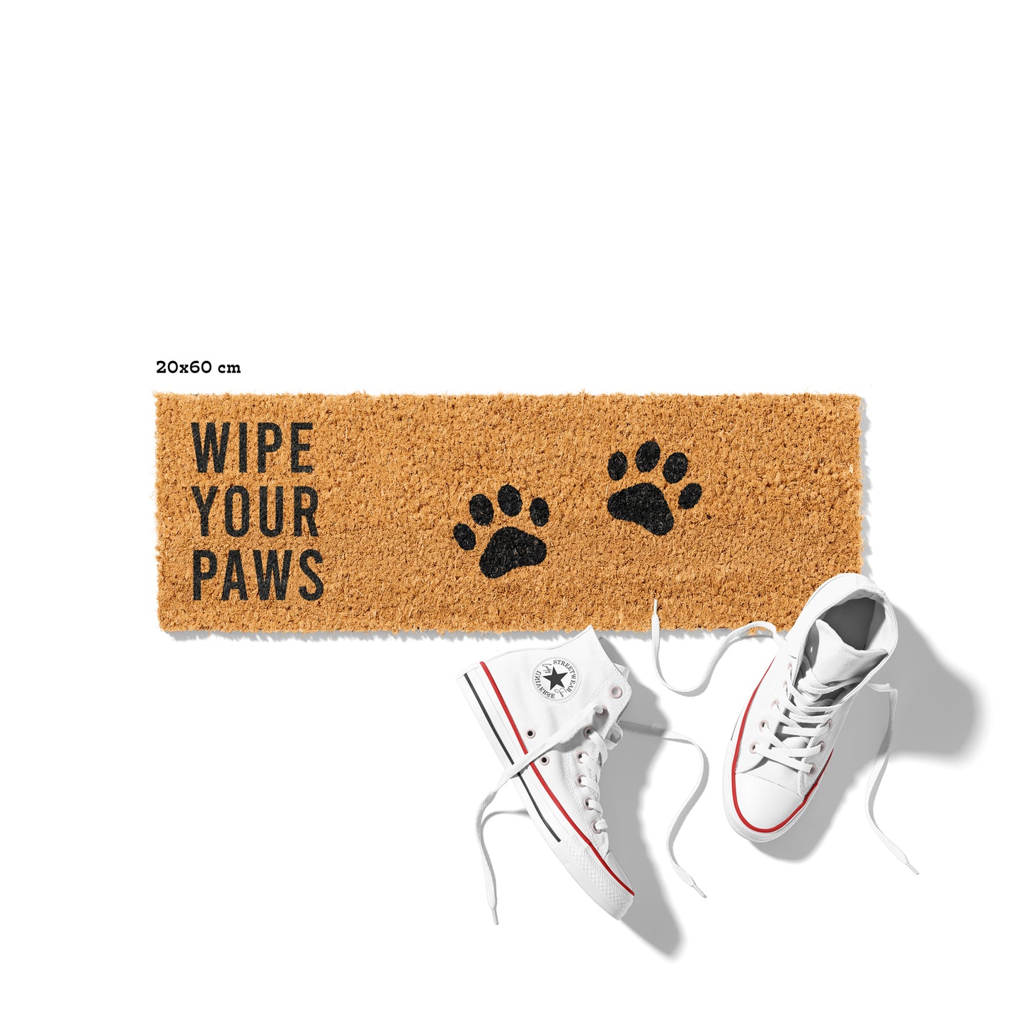 Kokosmatte mit „Wipe Your Paws“ – Fußmatte für Haustierbesitzer mit Pfotenmotiv