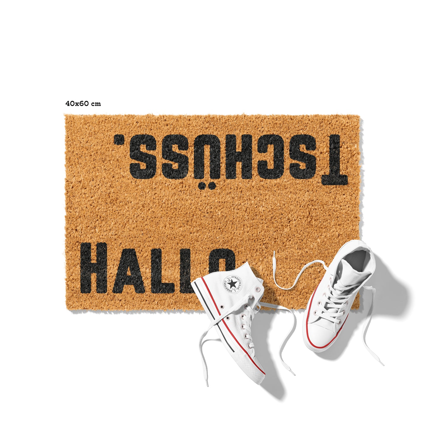 Kokosmatte mit „Hallo. Tschüss.“ – Lustige Fußmatte für den Eingangsbereich