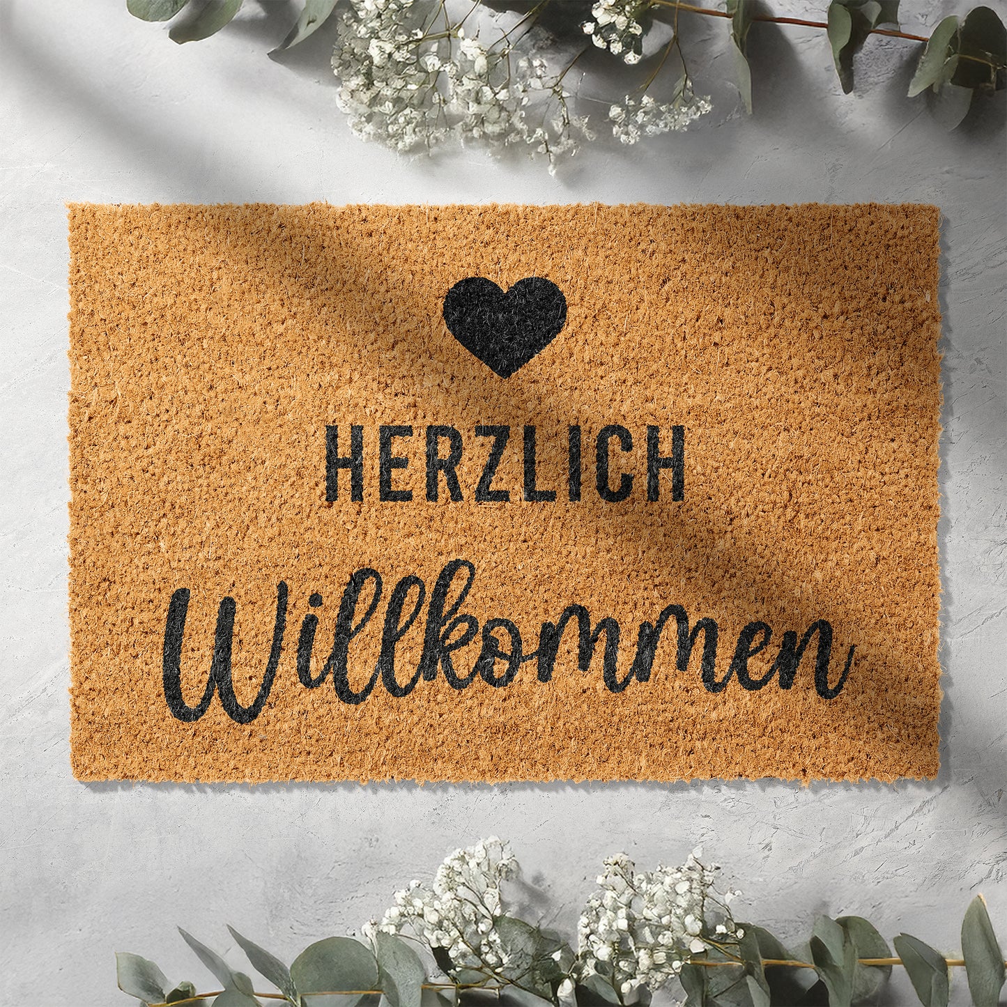 Kokosmatte mit Spruch „Herzlich Willkommen“ – Hochwertige Fußmatte für den Eingangsbereich