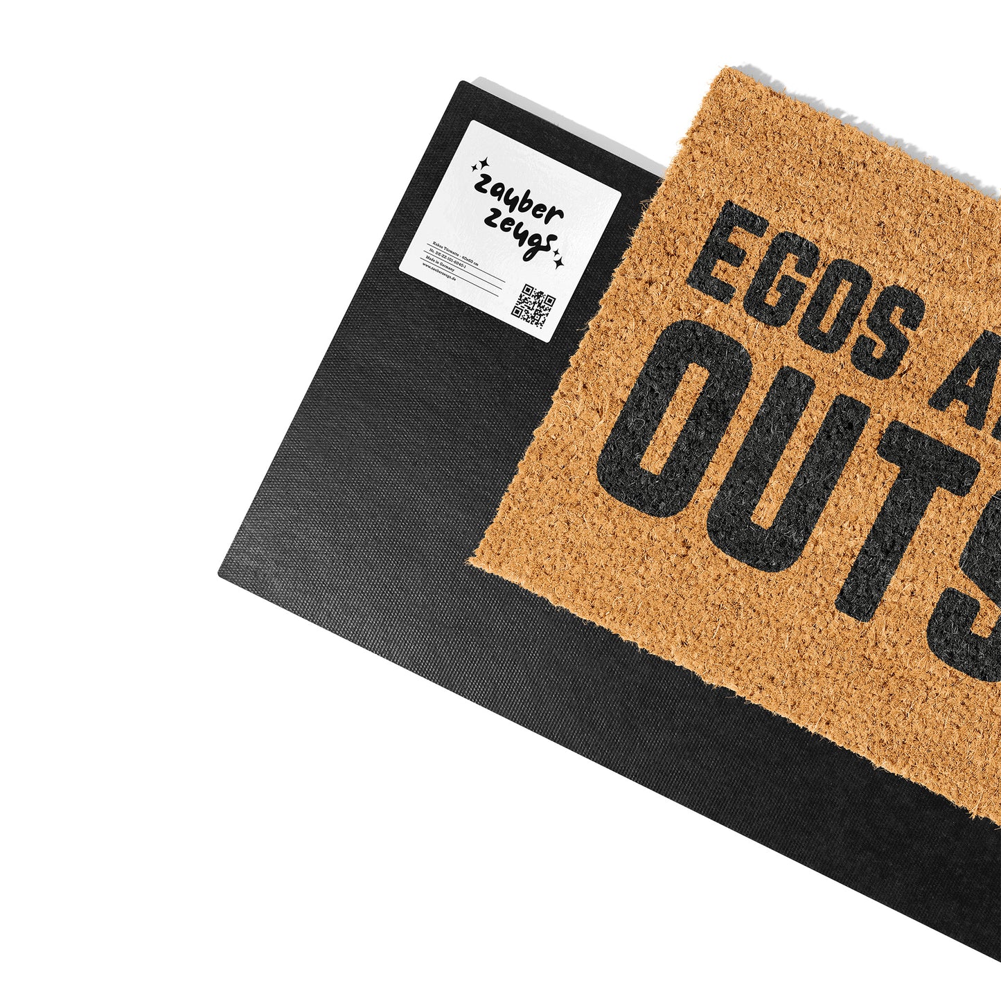 Kokosmatte mit Spruch „Egos and Shoes Outside“ – Lustige Fußmatte für den Eingangsbereich