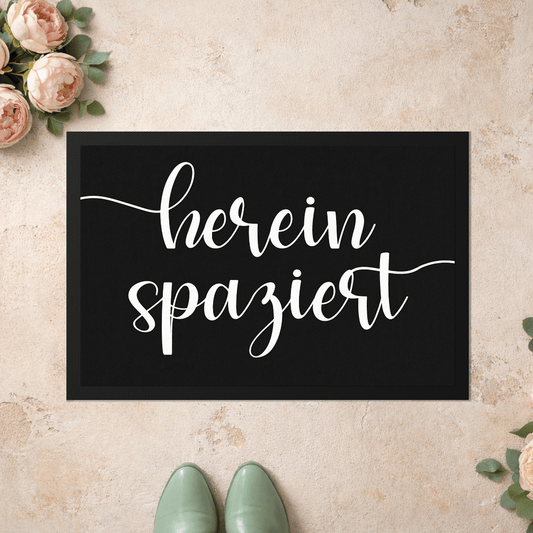 Stoff Fußmatte – Hereinspaziert Schriftzug-Design