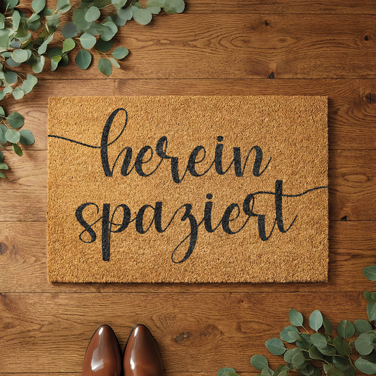 Kokosmatte mit „Hereinspaziert“ – Fußmatte aus Kokos für den Eingangsbereich