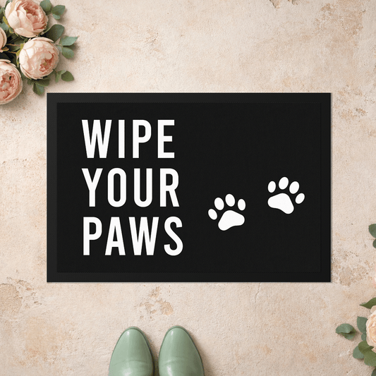 Stoff Fußmatte – „Wipe Your Paws“ mit Pfotenmotiv
