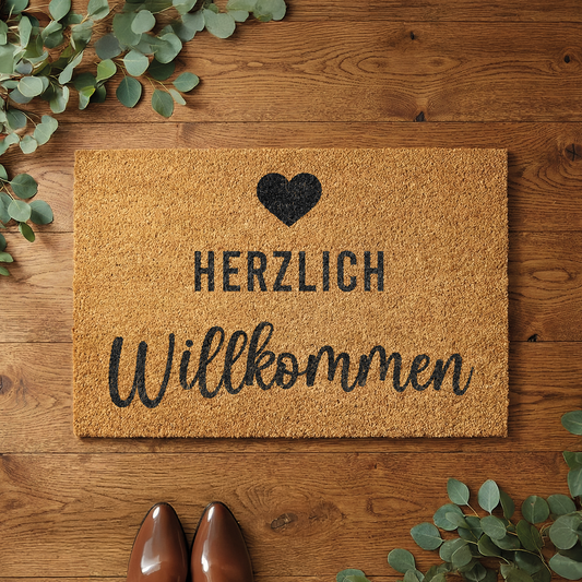 Kokosmatte mit Spruch „Herzlich Willkommen“ – Hochwertige Fußmatte für den Eingangsbereich