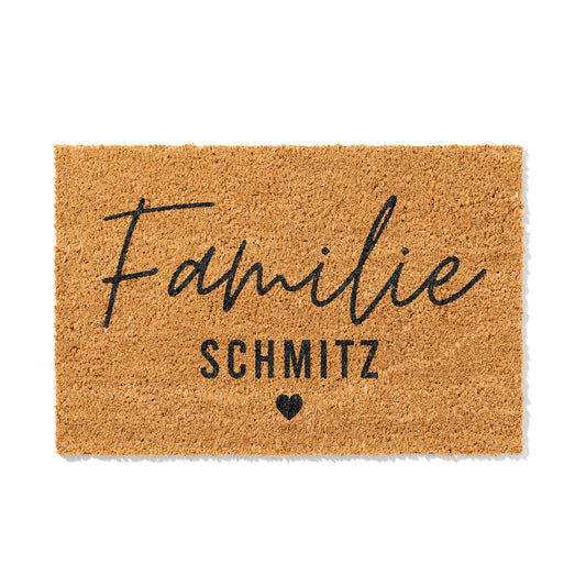 Personalisierbare Kokosmatte mit Familienname – Fußmatte aus Kokos für den Eingangsbereich