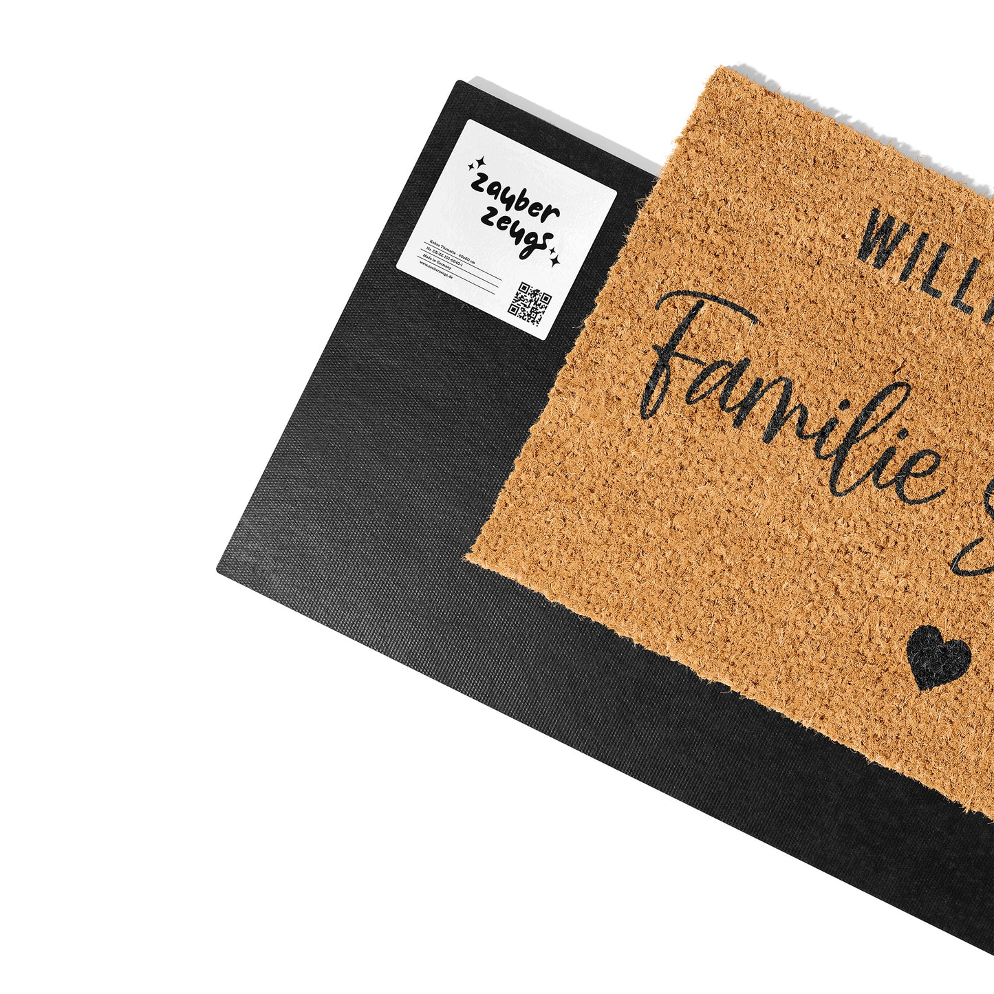 Personalisierbare Kokosmatte mit „Willkommen bei Familie“ – Fußmatte aus Kokos für den Eingangsbereich
