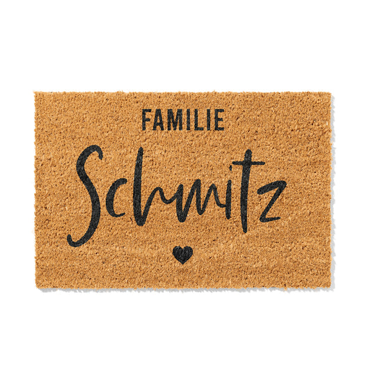 Personalisierbare Kokosmatte mit Familienname – Fußmatte aus Kokos für den Eingangsbereich