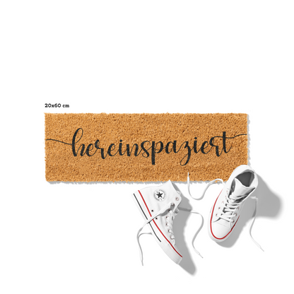 Fußmatte aus Kokos – Hereinspaziert Schriftzug-Design