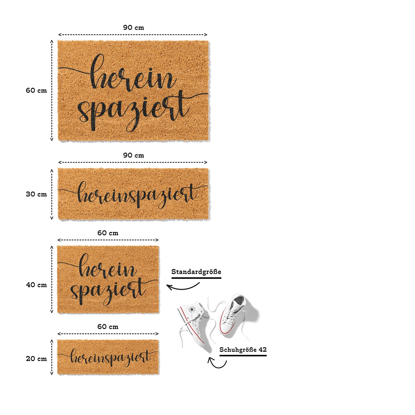 Fußmatte aus Kokos – Hereinspaziert Schriftzug-Design