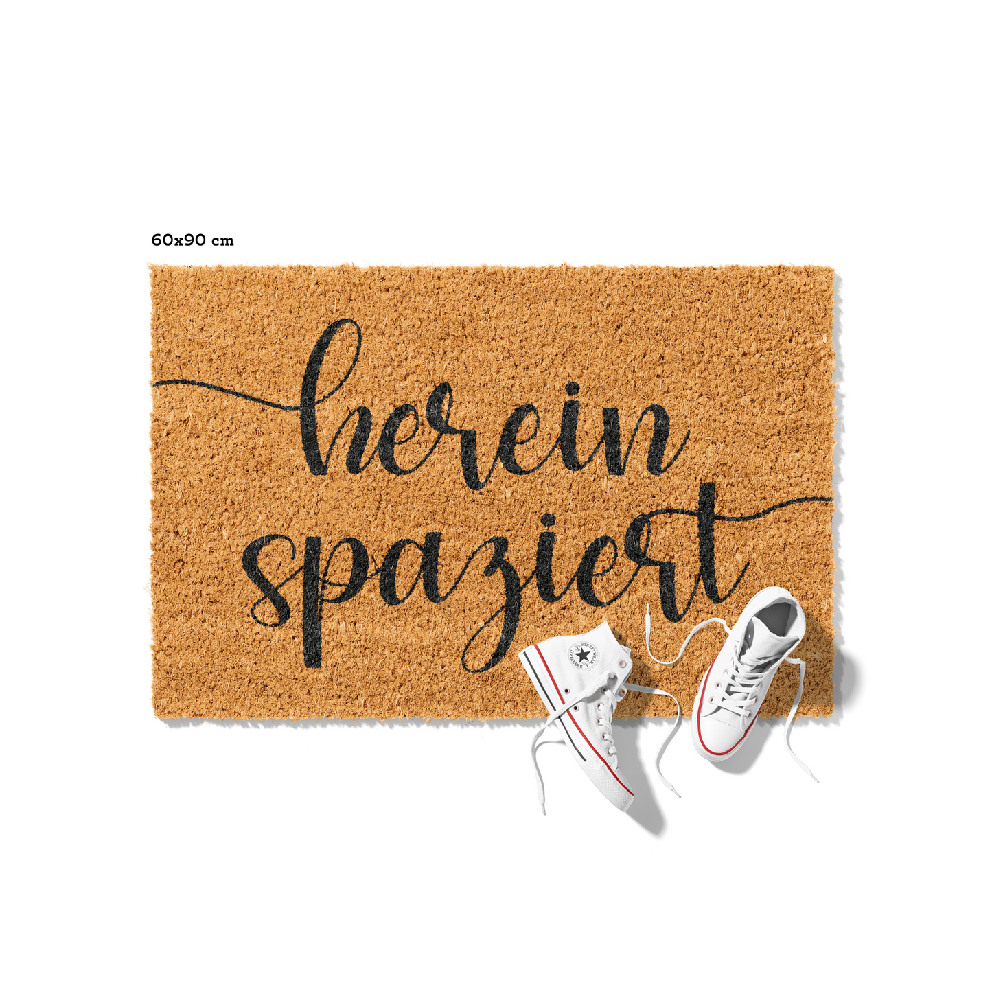 Fußmatte aus Kokos – Hereinspaziert Schriftzug-Design