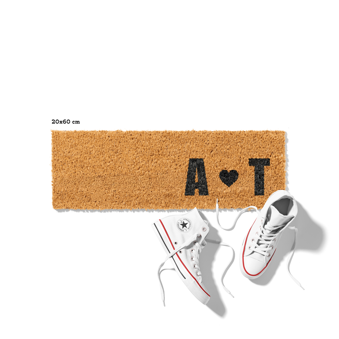 Fußmatte aus Kokos personalisierbar – Pärchen-Initialen Design mit Herz