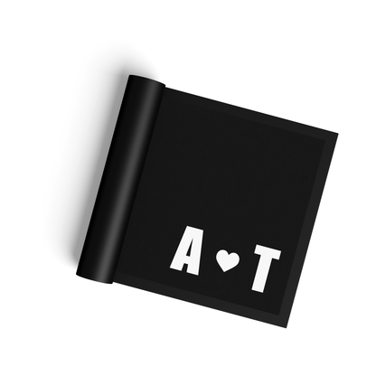 Stoff Fußmatte personalisierbar – Pärchen-Initialen mit Herz