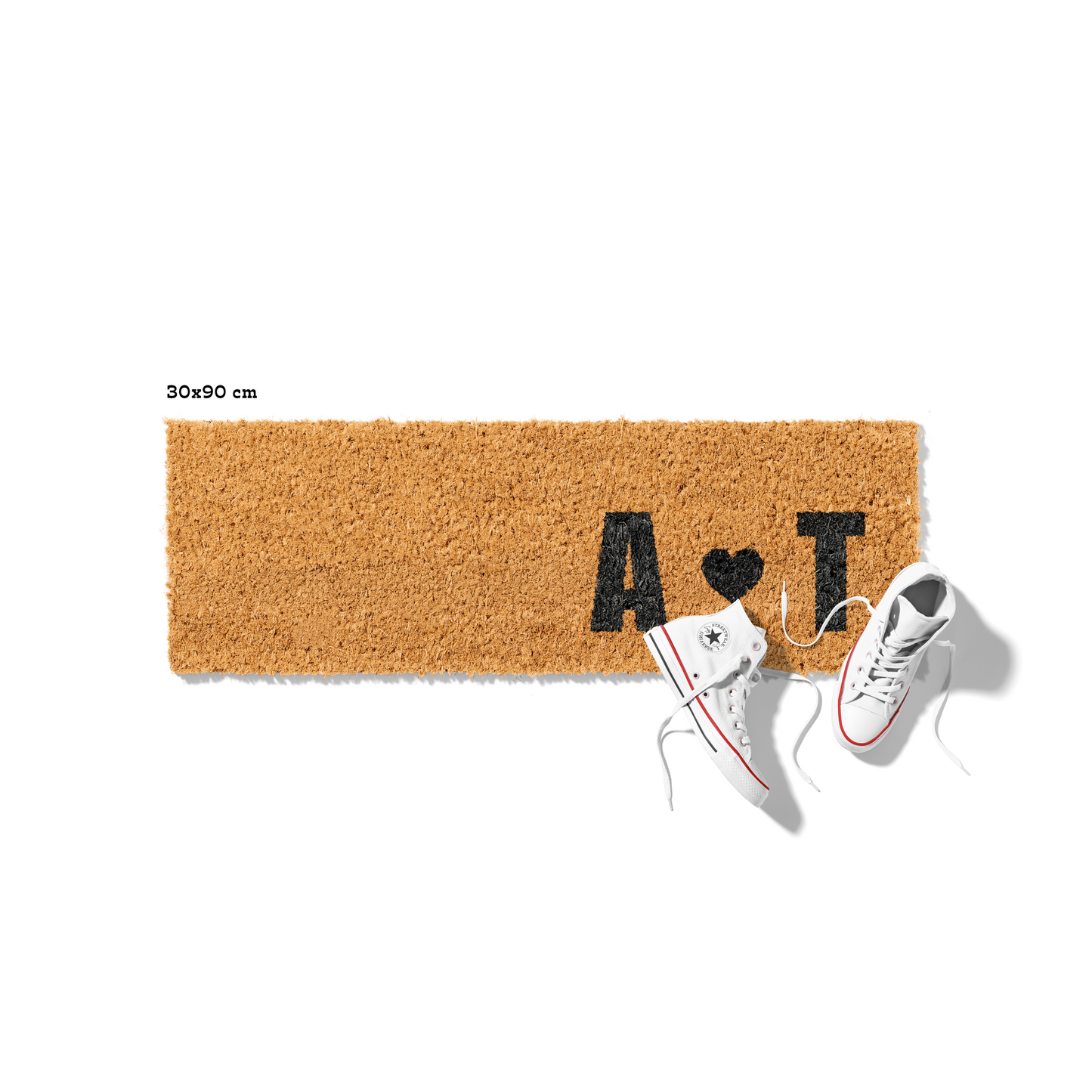 Fußmatte aus Kokos personalisierbar – Pärchen-Initialen Design mit Herz