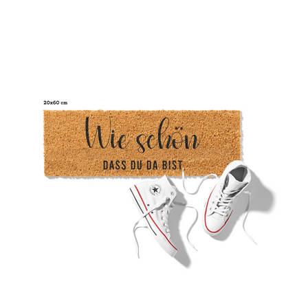 Fußmatte aus Kokos – Wie schön dass du da bist Schriftzug