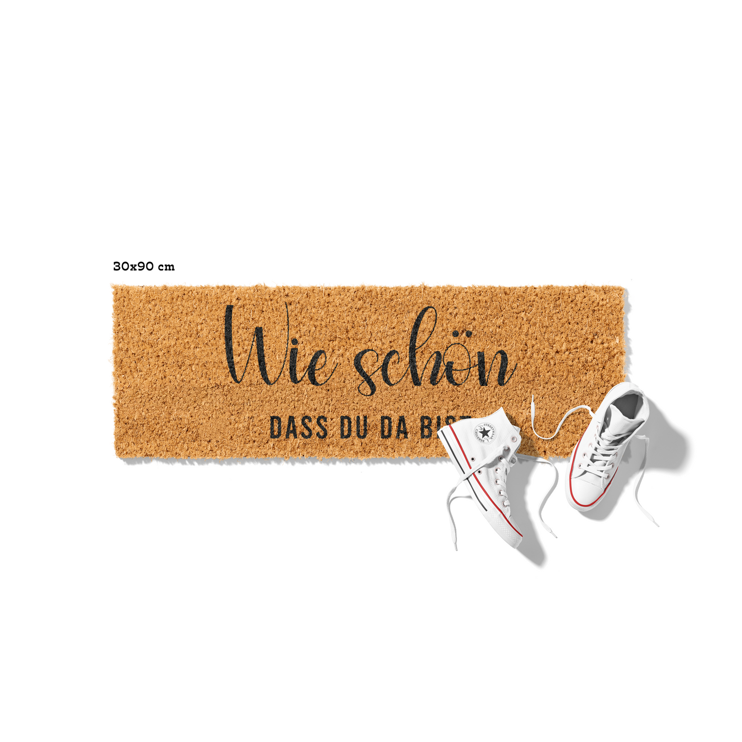 Fußmatte aus Kokos – Wie schön dass du da bist Schriftzug
