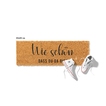 Fußmatte aus Kokos – Wie schön dass du da bist Schriftzug