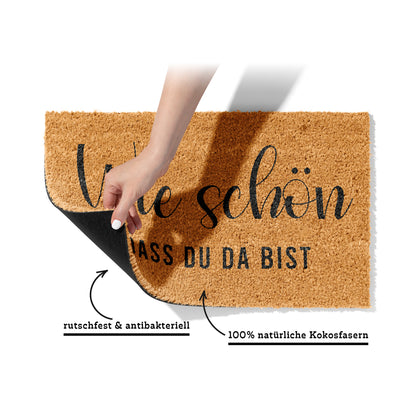 Fußmatte aus Kokos – Wie schön dass du da bist Schriftzug