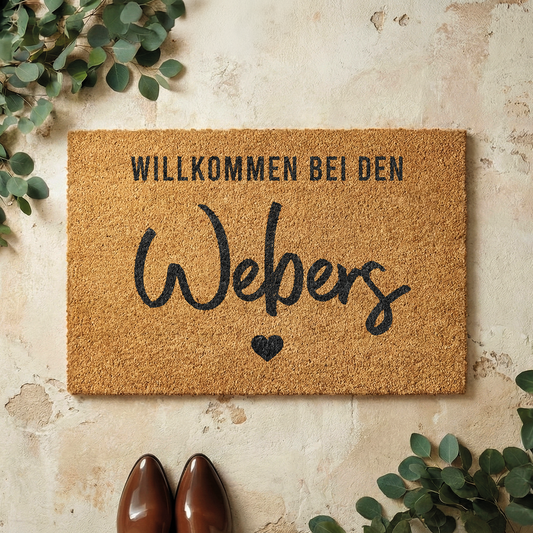 Fußmatte aus Kokos personalisierbar – Willkommen bei den Familienname