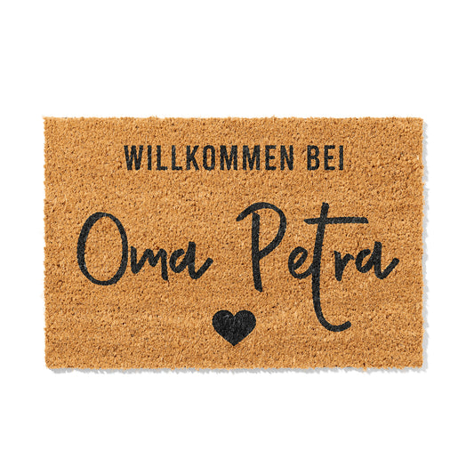 Personalisierbare Kokosmatte mit „Willkommen bei Oma“ – Fußmatte aus Kokos für den Eingangsbereich