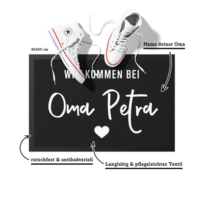 Stoff Fußmatte personalisierbar – Willkommen bei Oma mit Herz