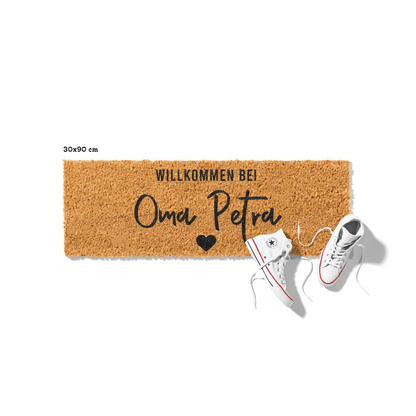 Fußmatte aus Kokos personalisierbar – Oma-Name Willkommen mit Herz
