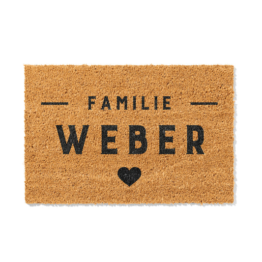 Personalisierbare Kokosmatte mit Familienname – Fußmatte aus Kokos für den Eingangsbereich