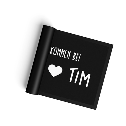 Stoff Fußmatte personalisierbar – Willkommen bei Pärchennamen mit Herz