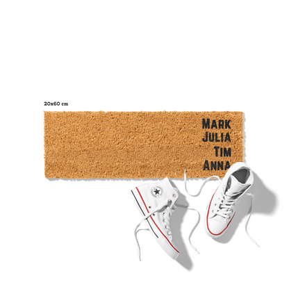 Fußmatte aus Kokos personalisierbar – WG-Namen im Blockdesign