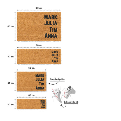 Fußmatte aus Kokos personalisierbar – WG-Namen im Blockdesign