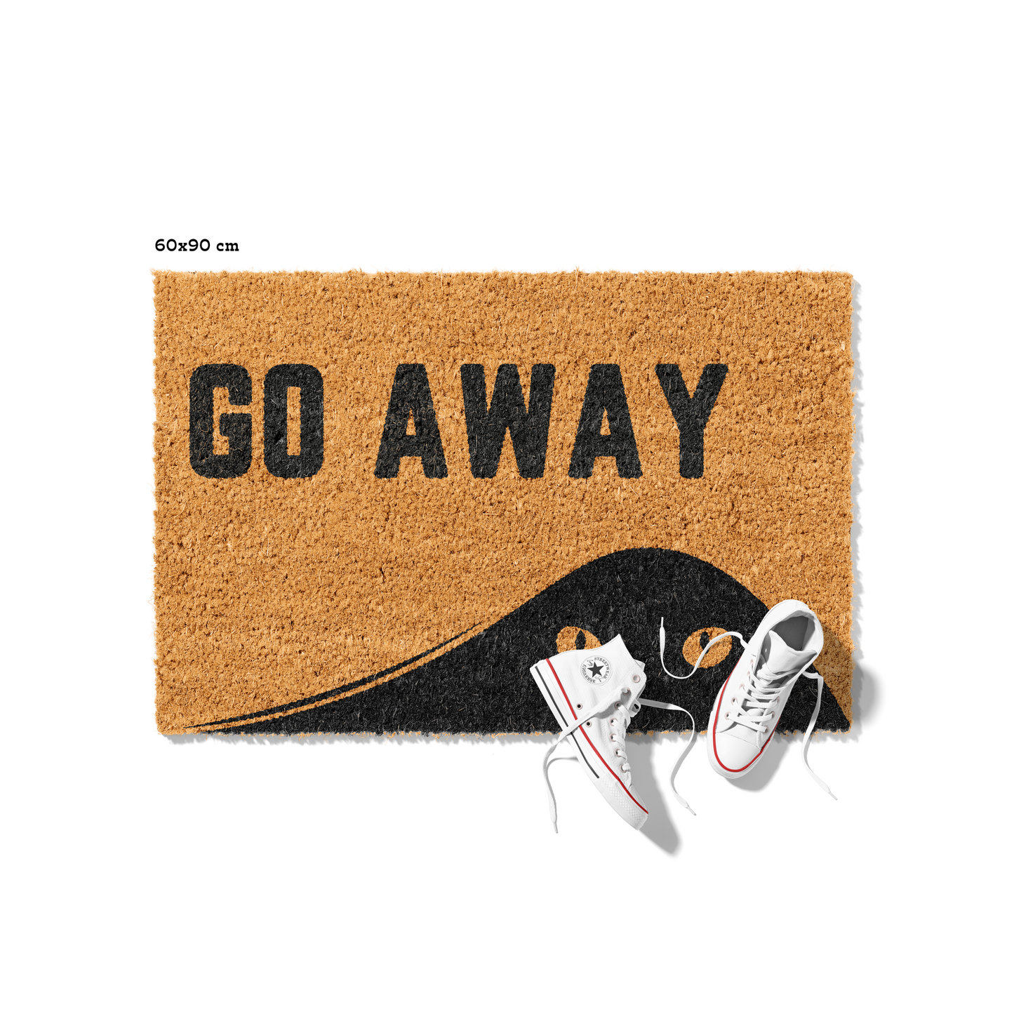 Fußmatte aus Kokos mit lustigem Spruch – Katzenmotiv „Go Away"