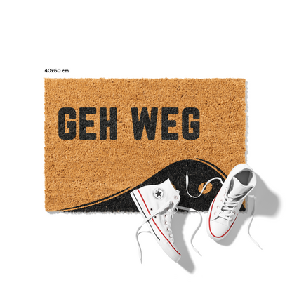 Fußmatte aus Kokos mit lustigem Spruch – Katzenmotiv „Geh weg"