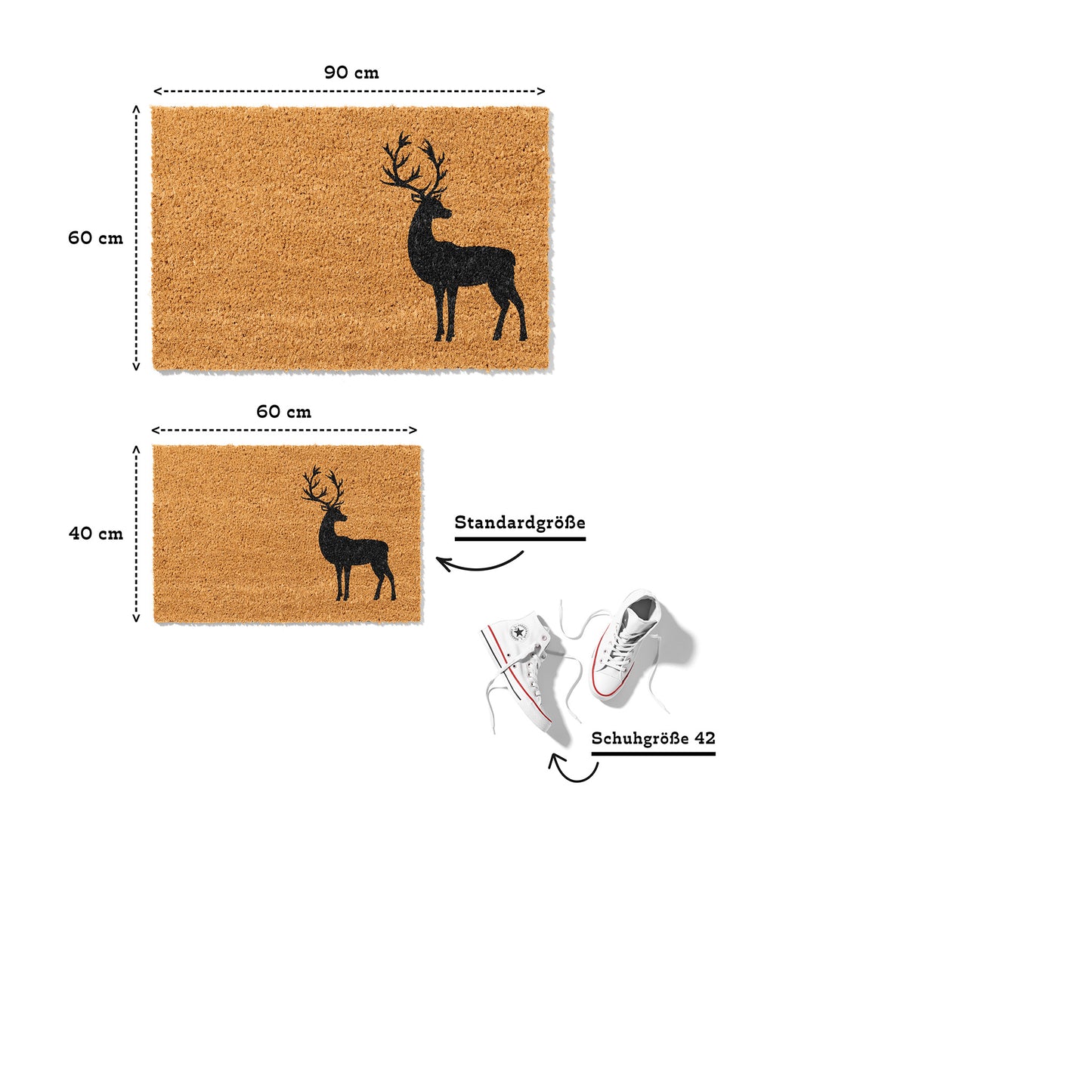 Fußmatte aus Kokos – Hirschmotiv Naturdesign