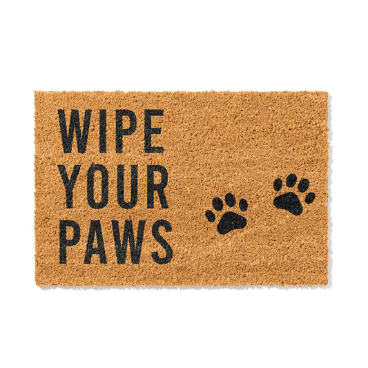 Kokosmatte mit „Wipe Your Paws“ – Fußmatte für Haustierbesitzer mit Pfotenmotiv