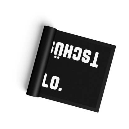 Stoff Fußmatte – „Hallo. Tschüss.“ Kontrast-Design