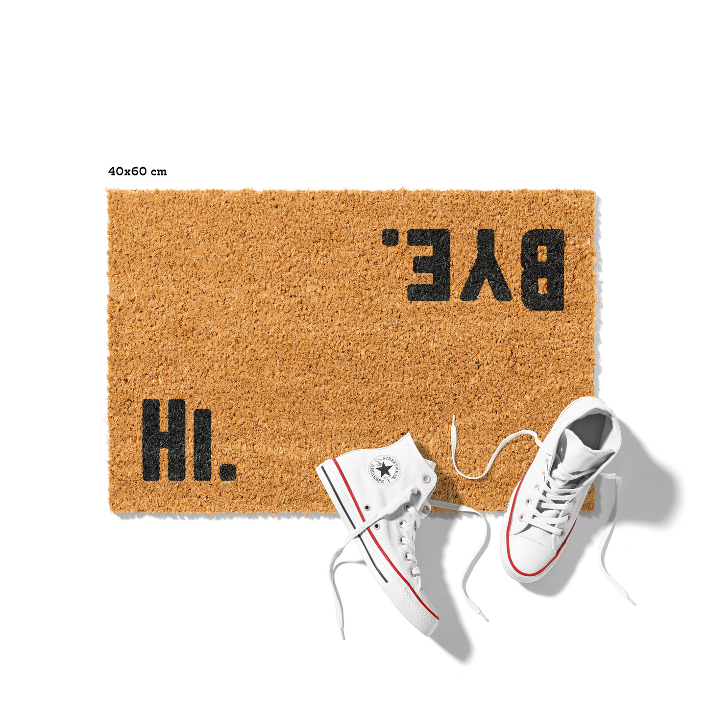 Fußmatte aus Kokos mit lustigem Spruch – „Hi Bye"
