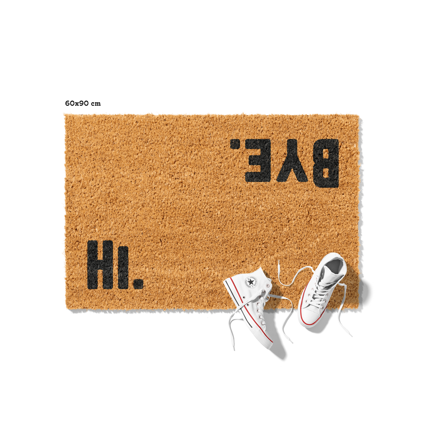 Fußmatte aus Kokos mit lustigem Spruch – „Hi Bye"