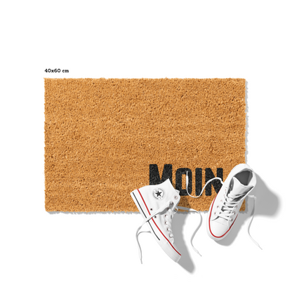 Fußmatte aus Kokos mit lustigem Spruch – „Moin"