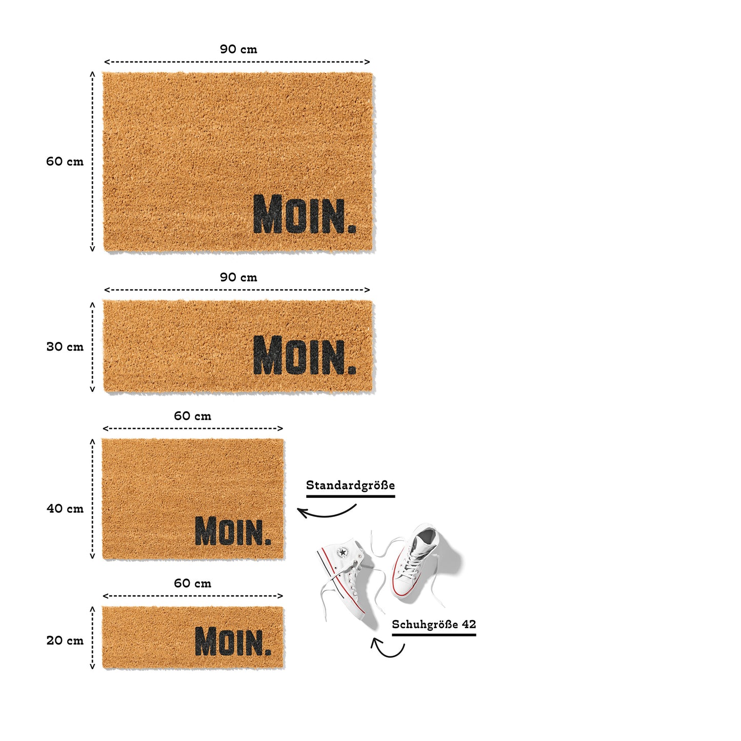 Fußmatte aus Kokos mit lustigem Spruch – „Moin"