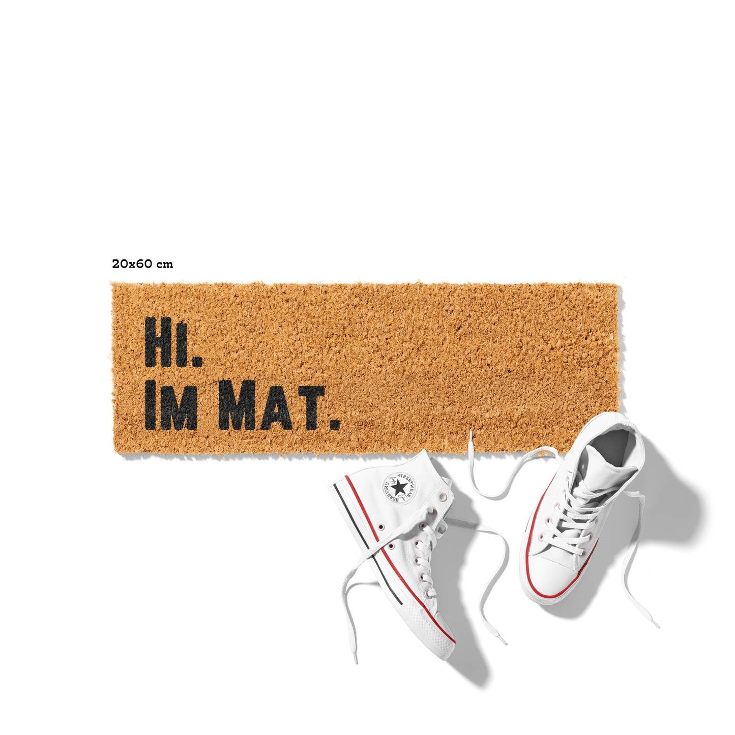 Fußmatte aus Kokos mit lustigem Spruch – „Hi im Mat"