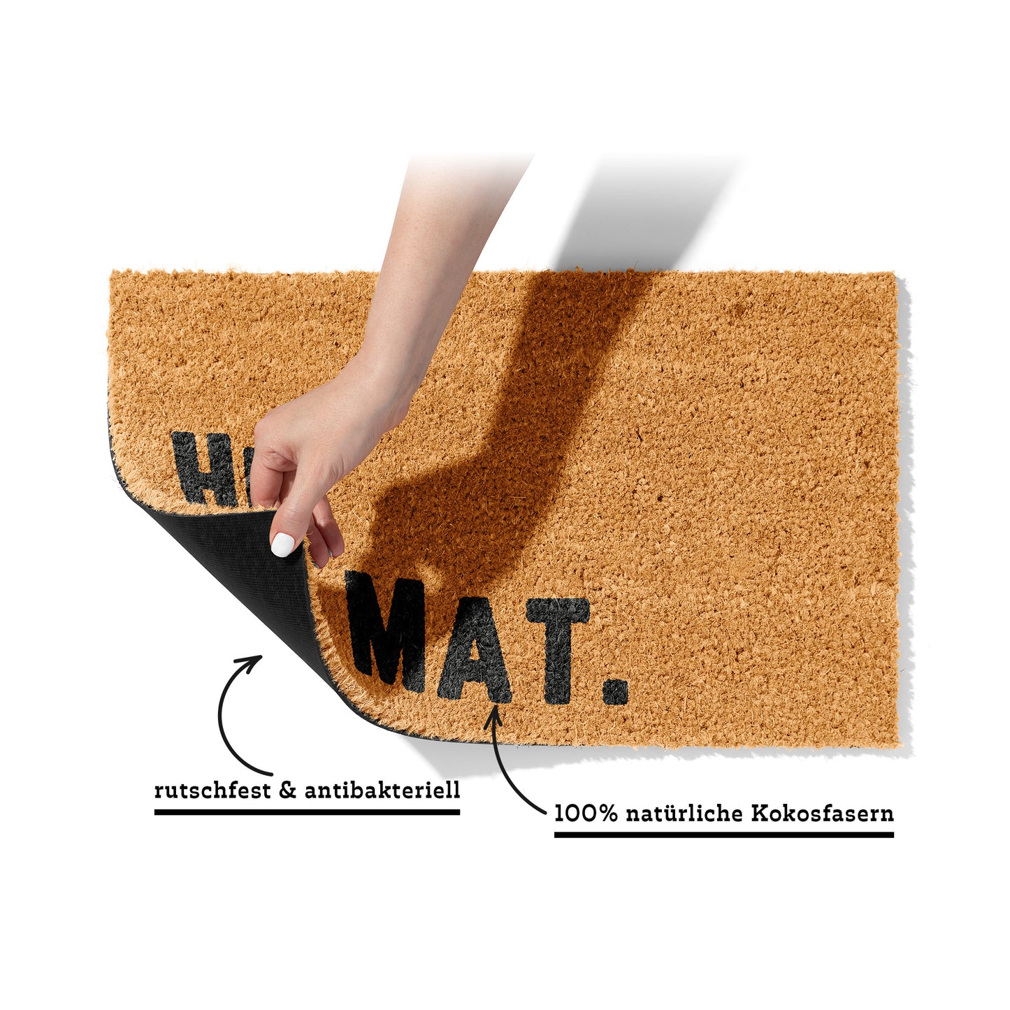 Fußmatte aus Kokos mit lustigem Spruch – „Hi im Mat"